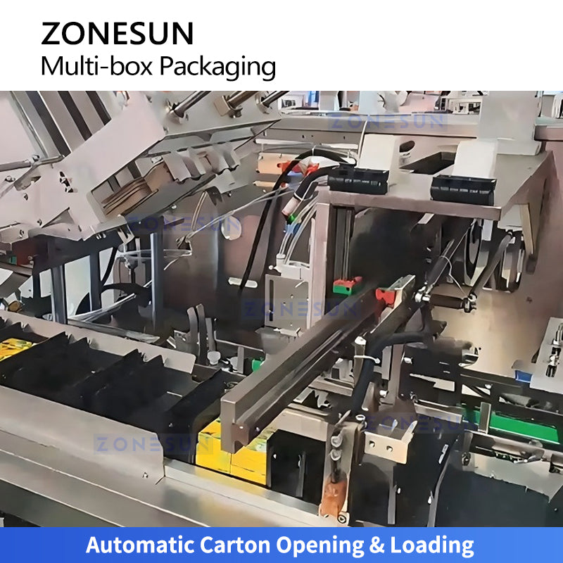 High Speed: ZONESUN ZS-CSPM7 Automatic Box Stacking and Open-Top Tray Cartoning Machine
