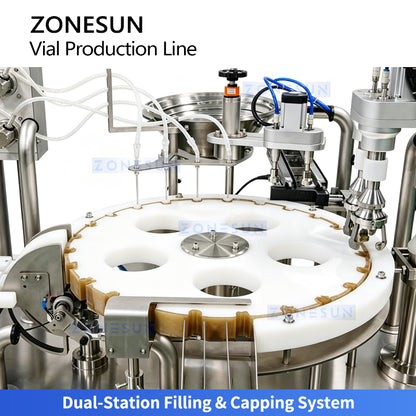 ZONESUN ZS-AFC18 Automatic Dual-Station Vial Filling and Crimp Capping Production Line
