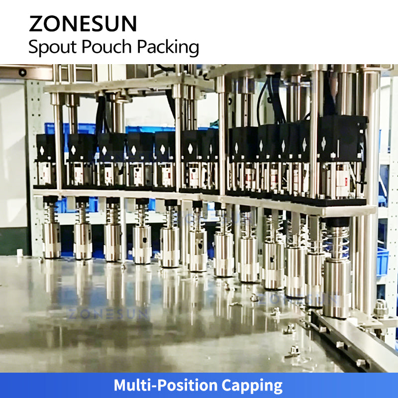 Mass Production: ZONESUN ZS-SPFC7 12-Head Rotary Automatic Spout Pouch Filling & Capping Machine