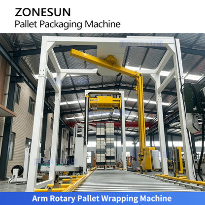 Max Efficiency: ZONESUN ZS-PWM2 Robotic Palletizing, Strapping & Rotary Arm Wrapping Production Line