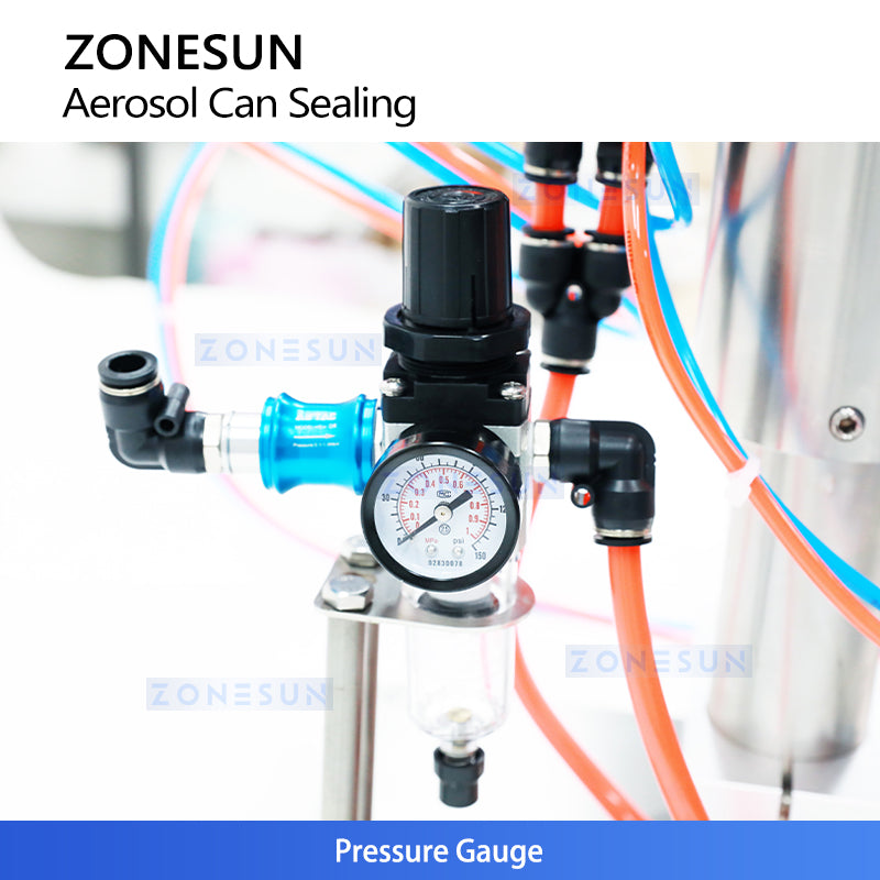 ZONESUN ZS-YG25P Pneumatic Crimping Machine for Aerosol Can Sealing on PET and Aluminum Containers with Fast and Secure External Crimping