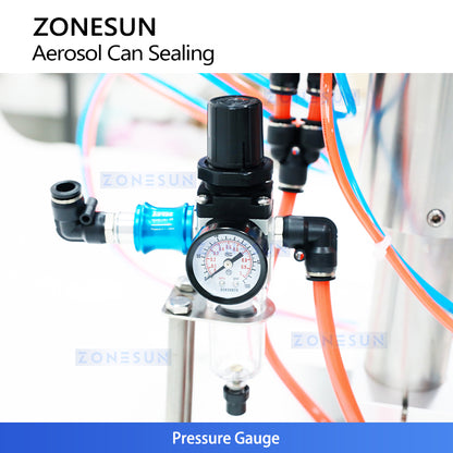 ZONESUN ZS-YG25P Pneumatic Crimping Machine for Aerosol Can Sealing on PET and Aluminum Containers with Fast and Secure External Crimping