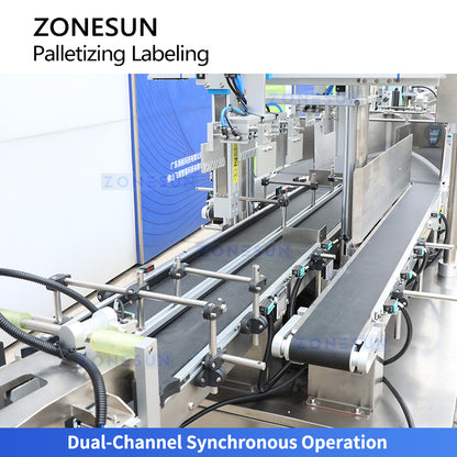 Dual-Lane Speed:ZONESUN ZS-TB70DM Automatic Wet Wipes Stacking, Bundling & Double-Side Labeling Line