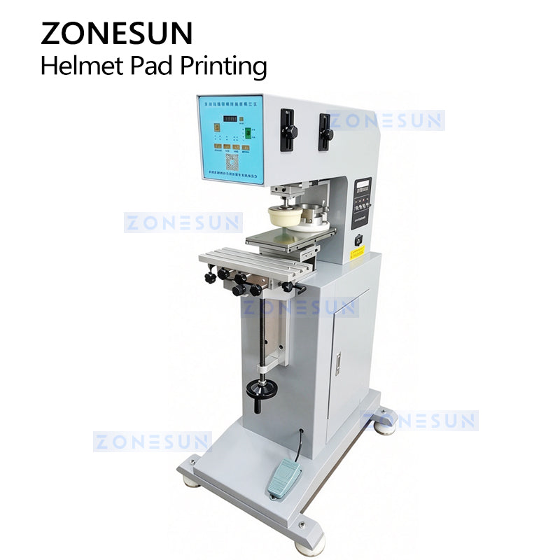 ZONESUN ZS-VTQYY2: Semi-Automatic Single-Color Helmet Pad Curved Surface Logo Printing Machine