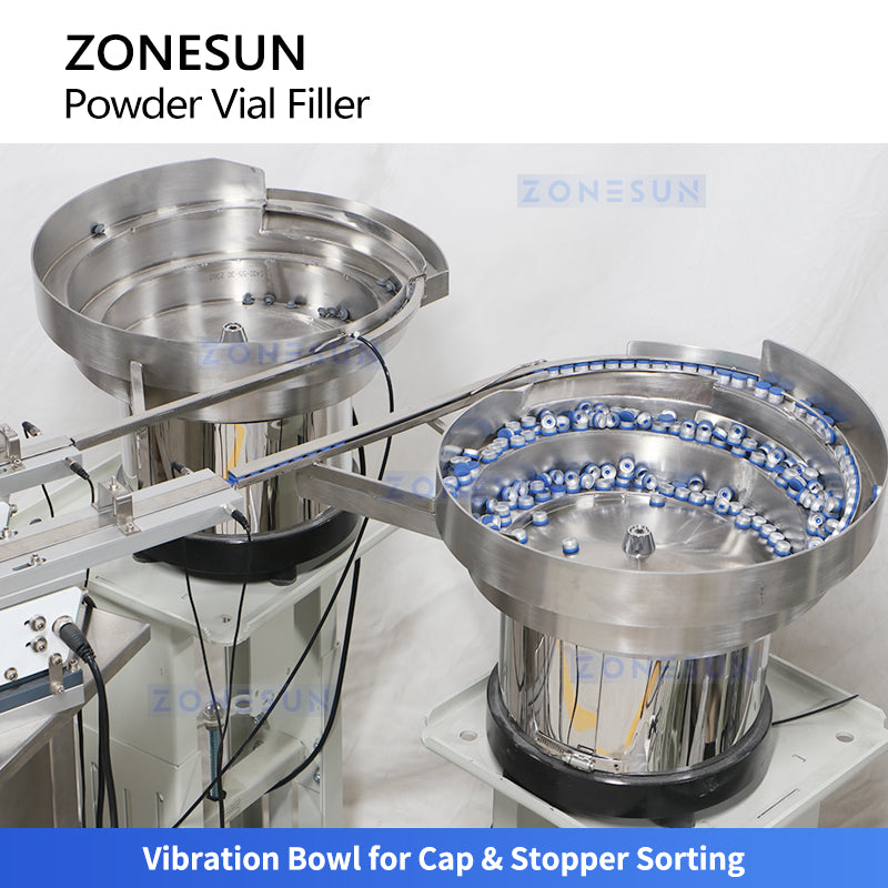ZONESUN ZS-AFC20F Tabletop Powder Filling & Capping Machine for Vials, Cosmetics, Pharma, Chemicals