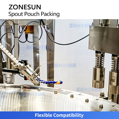 Mass Production: ZONESUN ZS-SPFC7 12-Head Rotary Automatic Spout Pouch Filling & Capping Machine