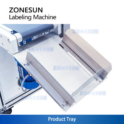 ZONESUN ZS-TB716Z Flat Labeling Machine for Top and Bottom Labeling with Adjustable Heads and Conveyor System for Food Cosmetics Electronics