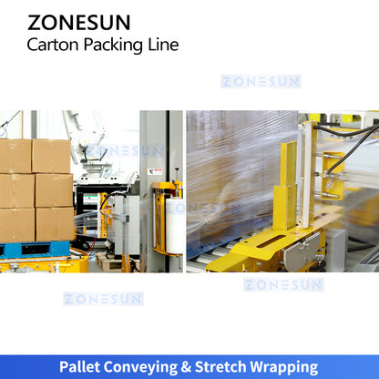Full Automation: ZONESUN ZS-CSPM5 End-of-Line Packaging System Case Packing, Palletizing & Wrapping