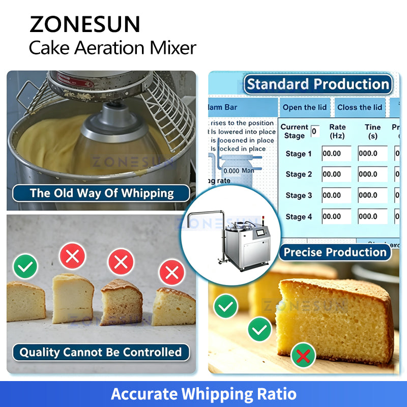 ZONESUN ZS-DG130 Industrial Cake Aeration Mixer for Sponge and Chiffon Cake Production