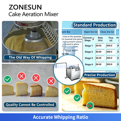 ZONESUN ZS-DG130 Industrial Cake Aeration Mixer for Sponge and Chiffon Cake Production