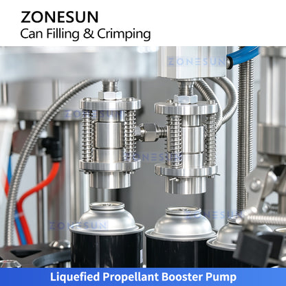 ZONESUN ZS-QW1600D Automatic Aerosol Can Filling Crimping Machine with Valve Feeder