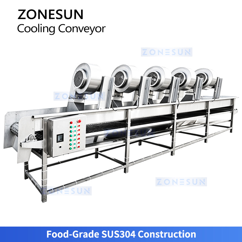 Rapid Cool: ZONESUN ZS-CT5 Industrial Air-Cooling Mesh Belt Conveyor for Roasted Nuts & Fried Foods