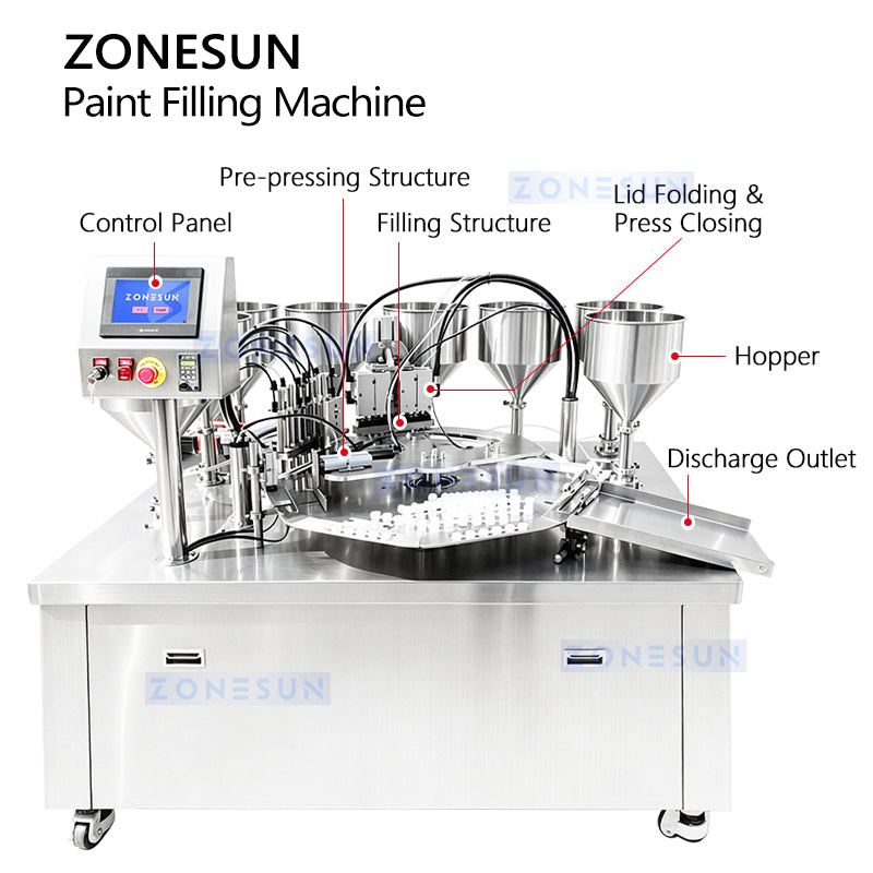 ZONESUN ZS-YL11 Automatic Rotary Paint Filling and Sealing Machine for Chemical Products
