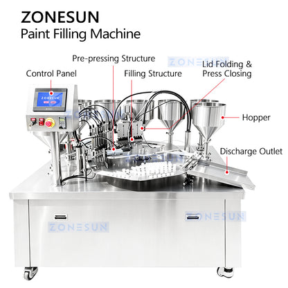 ZONESUN ZS-YL11 Automatic Rotary Paint Filling and Sealing Machine for Chemical Products