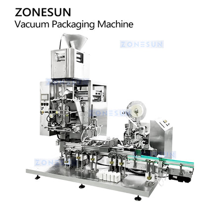 Professional Packaging: ZONESUN ZS-VCM1000 Full Auto Brick Bag Vacuum Packing & Top Labeling Machine