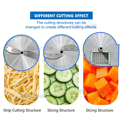 High Efficiency: ZONESUN ZS-VCM901 Multi-functional Industrial Vegetable Slicer, Dicers and Shredder
