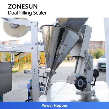 ZONESUN ZS-FS240 Servo Powder and Liquid Filling Sealing Machine for Food and Pharma Packaging