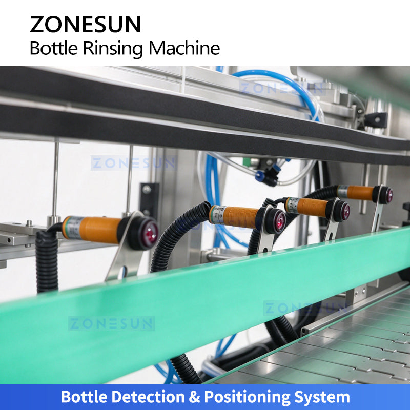 ZONESUN ZS-WB4 Automatic 4-Head Bottle Rinsing Machine with 180° Bottle Inverting System for Internal Bottle Cleaning