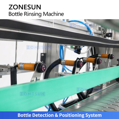 ZONESUN ZS-WB4 Automatic 4-Head Bottle Rinsing Machine with 180° Bottle Inverting System for Internal Bottle Cleaning