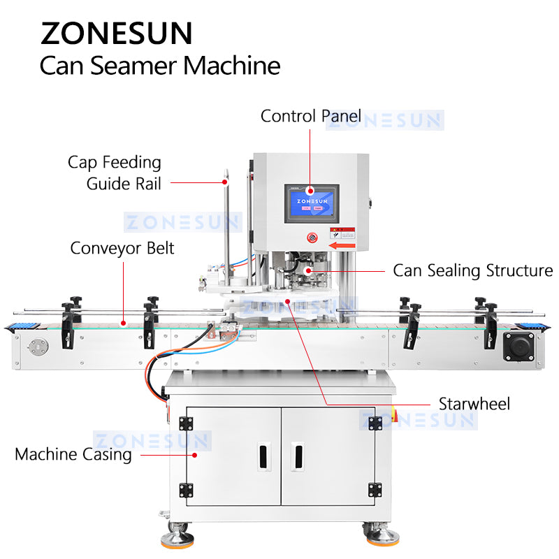 ZONESUN ZS-AFK350 Automatic Servo Metal Can Seamer Machine for Square Oval Round Cans