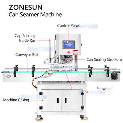 ZONESUN ZS-AFK350 Automatic Servo Metal Can Seamer Machine for Square Oval Round Cans