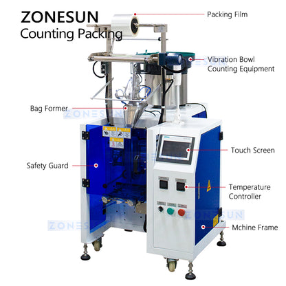 ZONESUN ZS-FSCS02 Automatic Screw Counting and Packing Machine | Hardware Bagging Machine for Bolts & Small Parts