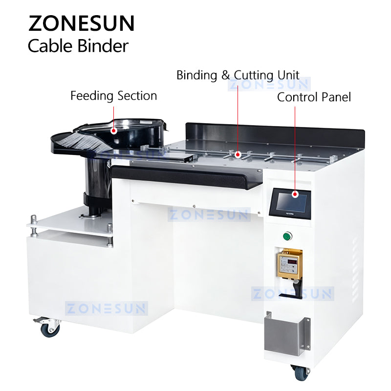 ZONESUN ZS-WTKZ4 Fully Automatic Nylon Cable Tie Machine for Fast Wire Harness Bundling and Cutting