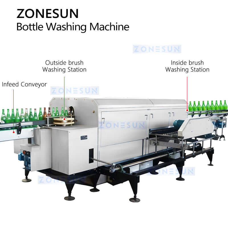 ZONESUN ZS-WB15 Automatic Beer Bottle Washing Machine for Glass Bottle Cleaning and Recycling