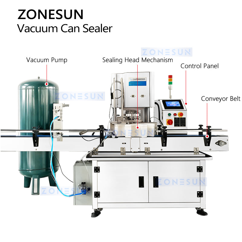 ZONESUN ZS-AFK200 Fully Automatic Vacuum Can Sealing Machine for Metal Packaging