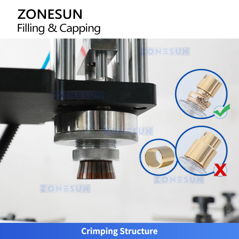 ZONESUN ZS-AFC25 Automatic Perfume Bottle Filling and Capping Machine with Magnetic Pump and Rotary Platform for Cosmetic Packaging