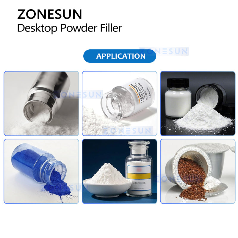 ZONESUN ZS-FM100H Desktop Powder Filling Machine for Milk, Coffee & Pharma Powder
