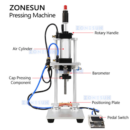 ZONESUN ZS-XG70ZC Pneumatic Semi-automatic Wine Bottle  Cap Cork Pressing Machine