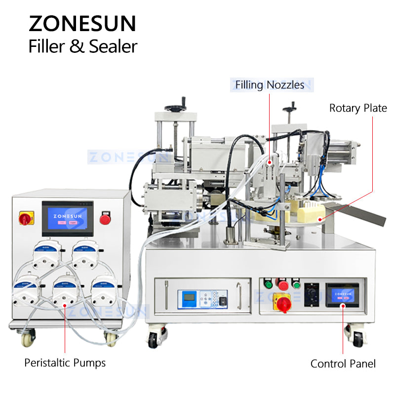 ZONESUN ZS-FS70U 5-Head Ceramic Pump Machine for Plastic Ampoule Monodose Filling & Sealing