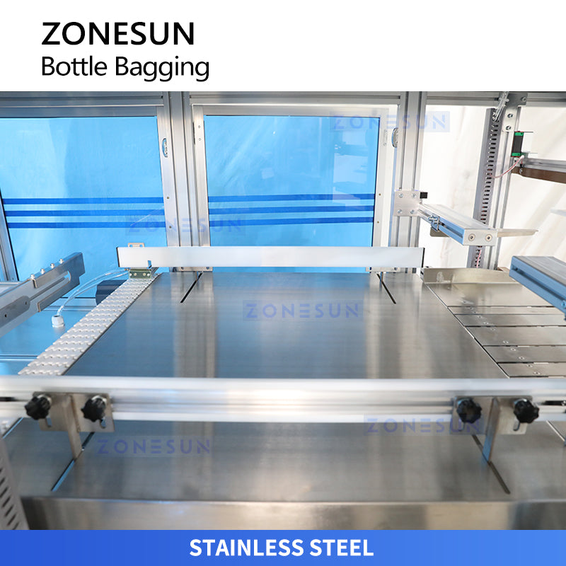 ZONESUN ZS-SPL20 Automatic Plastic Bottle Bagging Machine for Beverage, Detergent and Spray Bottles