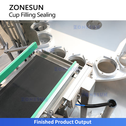 Full Automation: ZONESUN ZS-AFS02R Rotary Yogurt & Sauce Cup Filling, Sealing & Capping Machine