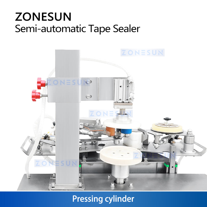 ZONESUN ZS-FH020 Semi-automatic Rotary Case Tape Sealing Machine for Biscuit Tins, Candy Containers