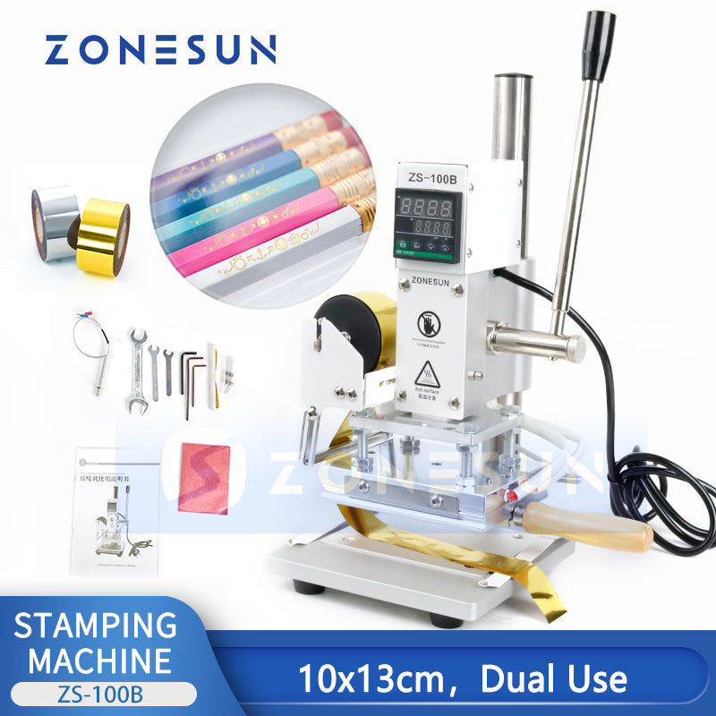 ZONESUN ZS-100B Manual Hot Foil Stamping Machine for Leather, Wood & Pencils