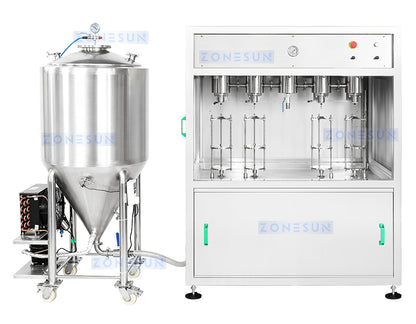 ZONESUN ZS-DG4A Automatic 4-Head Beer Isobaric Filling Machine with Fermentation Tank