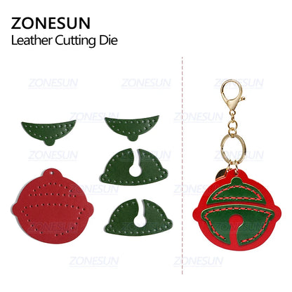 ZONESUN Christmas Tree Bell Custom Leather Cutting Die Leather Diy Craft Tool Key Chain Wooden Template Punch Cut Steel Rule Die