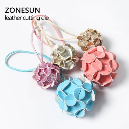 ZONESUN Ball-Flower Leather Cutting Die DIY Key Ring Cut Out Wooden Template Punching Key Chain Die Cutting Mould Decoration