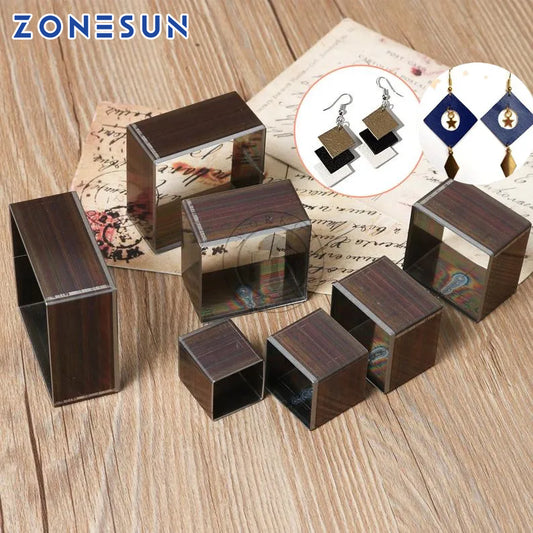 ZONESUN square earring leather paper cutting punching click steel rule die press tool cutter handmake handcraft diy brade