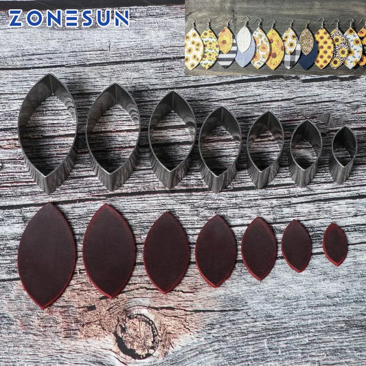 ZONESUN leaf shape geometrical earring leather paper cutting punching click steel rule die press tool cutter handmake handcraft