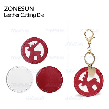ZONESUN Christmas Tree Bell Custom Leather Cutting Die Leather Diy Craft Tool Key Chain Wooden Template Punch Cut Steel Rule Die