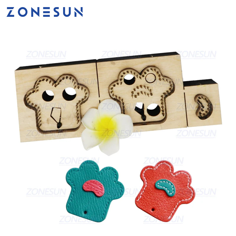 ZONESUN C4  Entrance Card Holder Custom Leather Cutting Die Handicraft Punching Tool DIY Paper Clicker Die Wooden Template