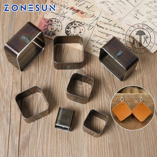 ZONESUN square shape earring leather paper cutting punching click steel rule die press tool cutter handmake handcraft diy