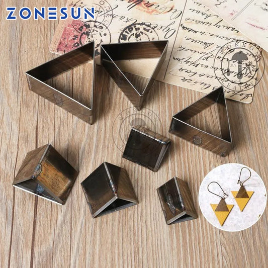 ZONESUN triangle geometrical earring leather paper cutting punching click steel rule die press tool cutter handmake handcraft