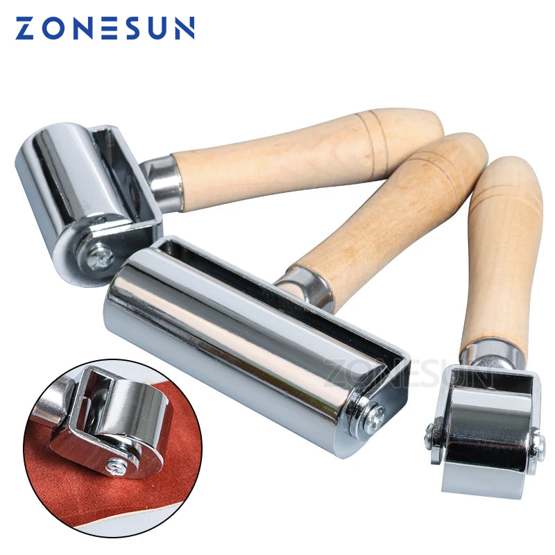 ZONESUN Press Edge Roller Leather Glue Laminating Leather Craft Tools Leather Edge Creaser Smoother For DIY Handmade