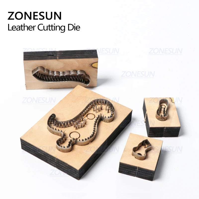 ZONESUN Custom Dinosaur Leather Key Chain Die Cuts For Handmade Key Ring DIY Hang Decoration Cutting Clicker Die Steel Rule Die