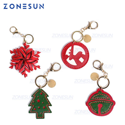 ZONESUN Christmas Tree Bell Custom Leather Cutting Die Leather Diy Craft Tool Key Chain Wooden Template Punch Cut Steel Rule Die