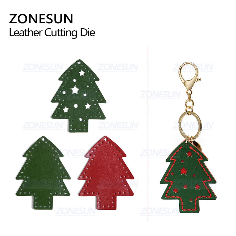ZONESUN Christmas Tree Bell Custom Leather Cutting Die Leather Diy Craft Tool Key Chain Wooden Template Punch Cut Steel Rule Die